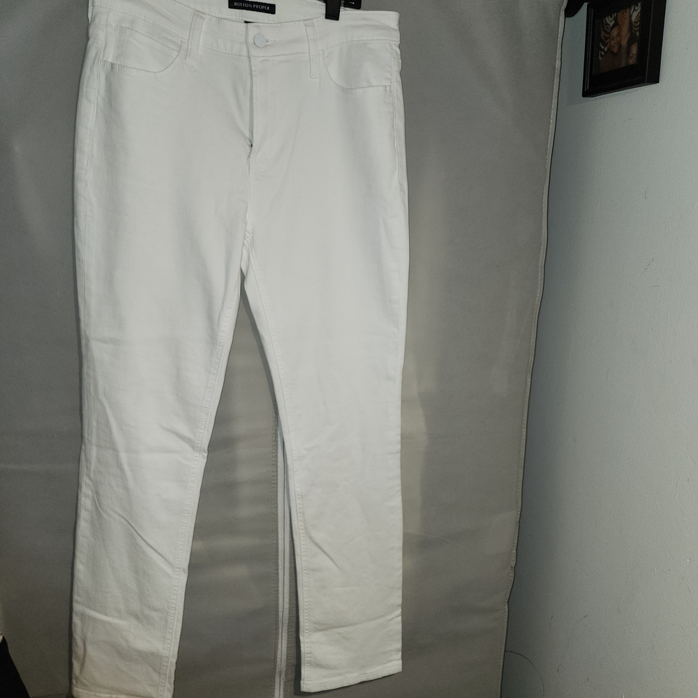Boston Proper White High-Rise Slim Jeans